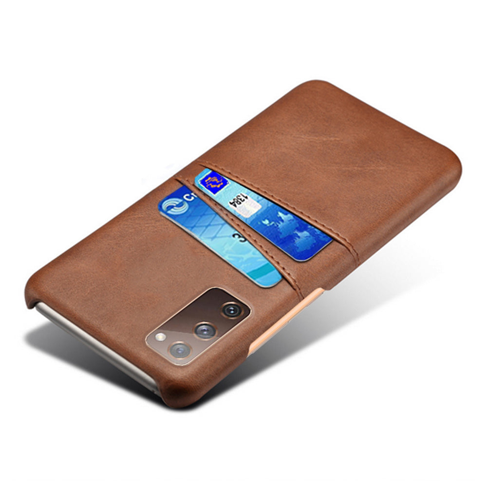 KSQ for Samsung Galaxy S20 FE 4G/FE 5G/S20 Lite/S20 FE 2022 PU Leather + Plastic Shell with Card Holder Slots - Brown