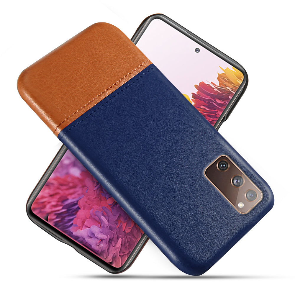 KSQ PU Leather Coated PC Dual-color Splicing Phone Back Case for Samsung Galaxy S20 FE/S20 Fan Edition/S20 FE 5G/S20 Fan Edition 5G/S20 Lite - Blue/Khaki