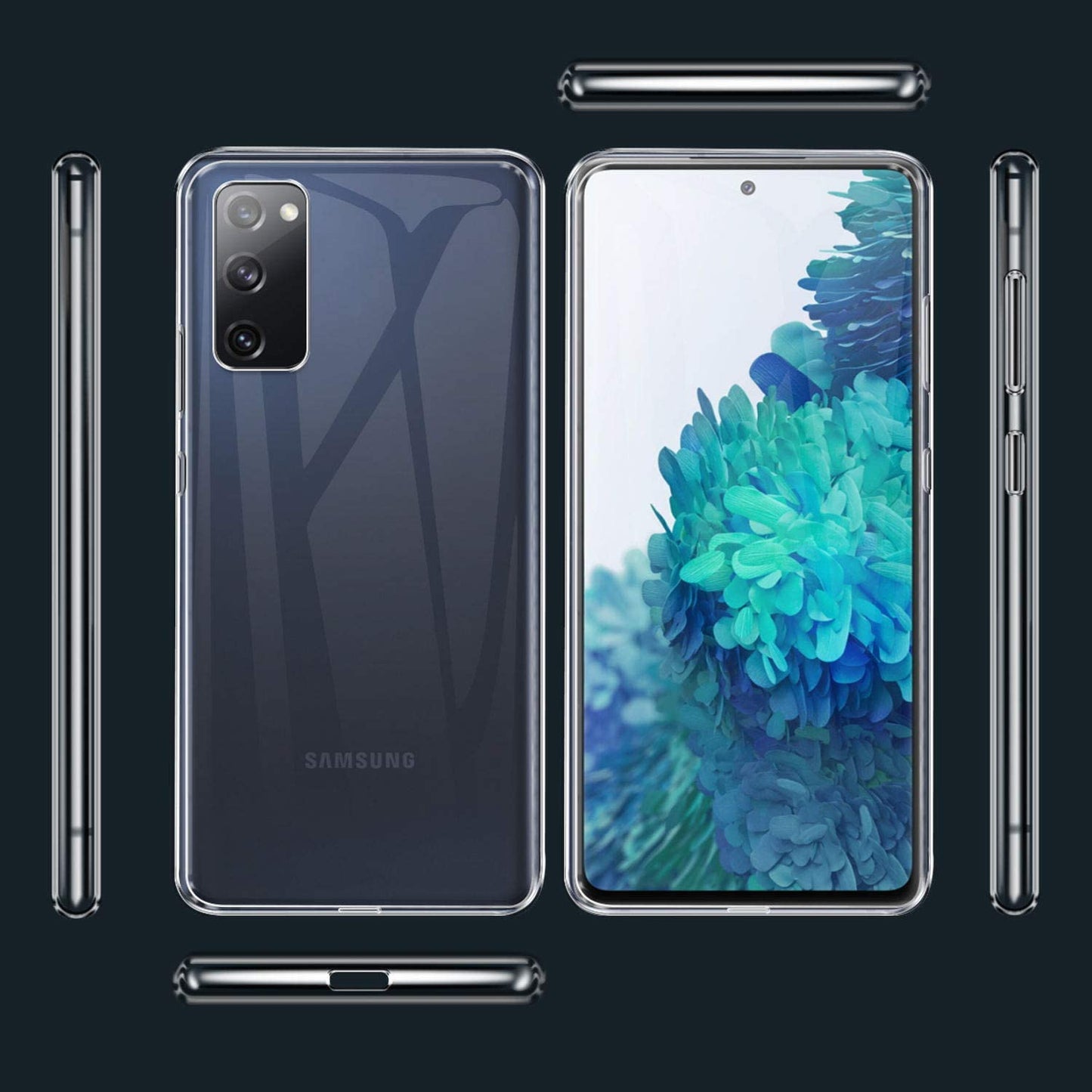 TPU Phone Cover Shell + Tempered Glass Screen Protector for Samsung Galaxy S20 FE 4G/FE 5G/S20 Lite/S20 FE 2022