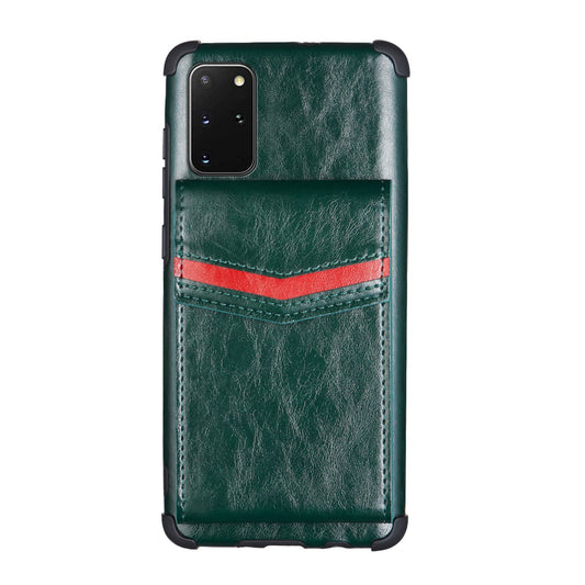 Shock Absorbing TPU Shell with Card Slots Cell Phone Case for Samsung Galaxy S20 Plus - Green