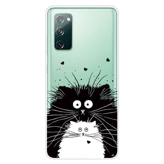 Pattern Printing Soft TPU Cell Phone Cover for Samsung Galaxy S20 FE 4G/FE 5G/S20 Lite/S20 FE 2022 - Black and White Cats