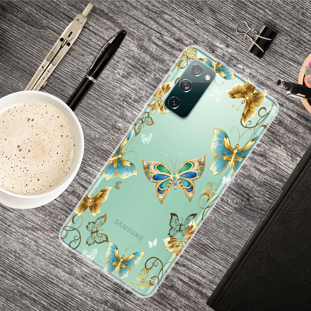 Pattern Printing Soft TPU Cell Phone Cover for Samsung Galaxy S20 FE 4G/FE 5G/S20 Lite/S20 FE 2022 - Diamante Butterfly