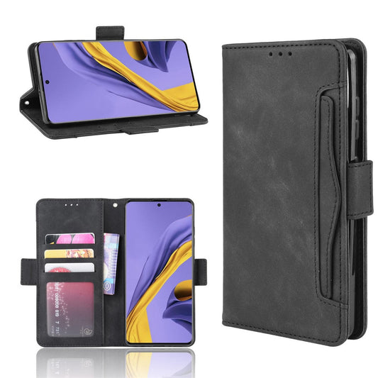 Leather Wallet Stand Protective Case for Samsung Galaxy M51 - Black