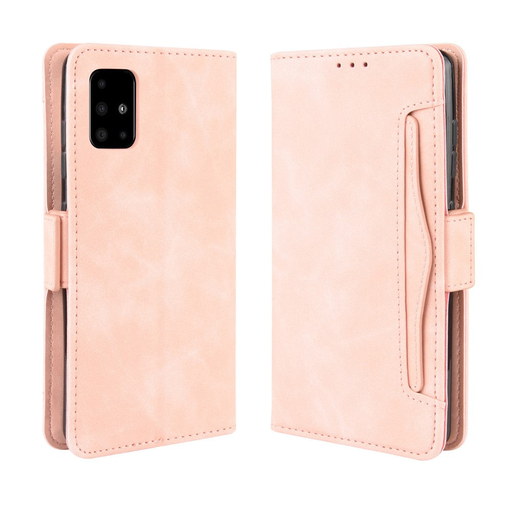 Leather Wallet Stand Protective Case for Samsung Galaxy M51 - Pink