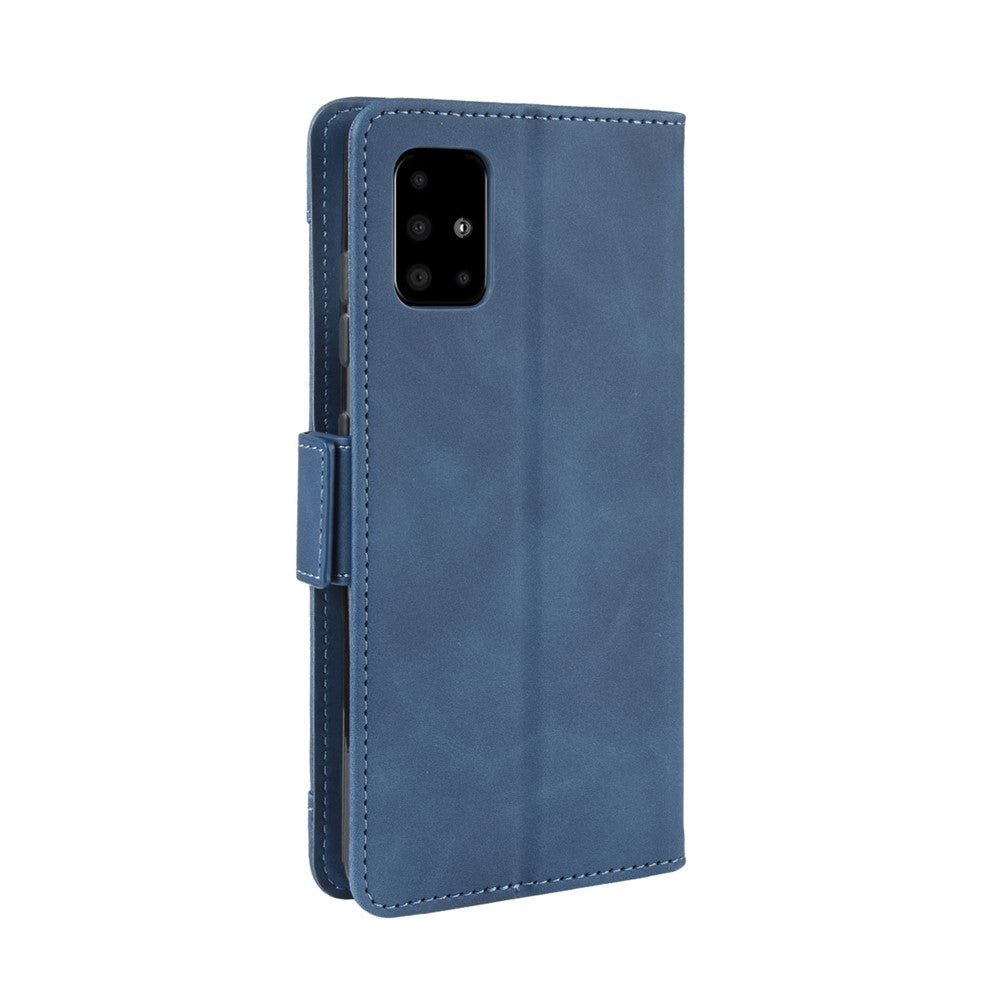 Leather Wallet Stand Protective Case for Samsung Galaxy M51 - Blue