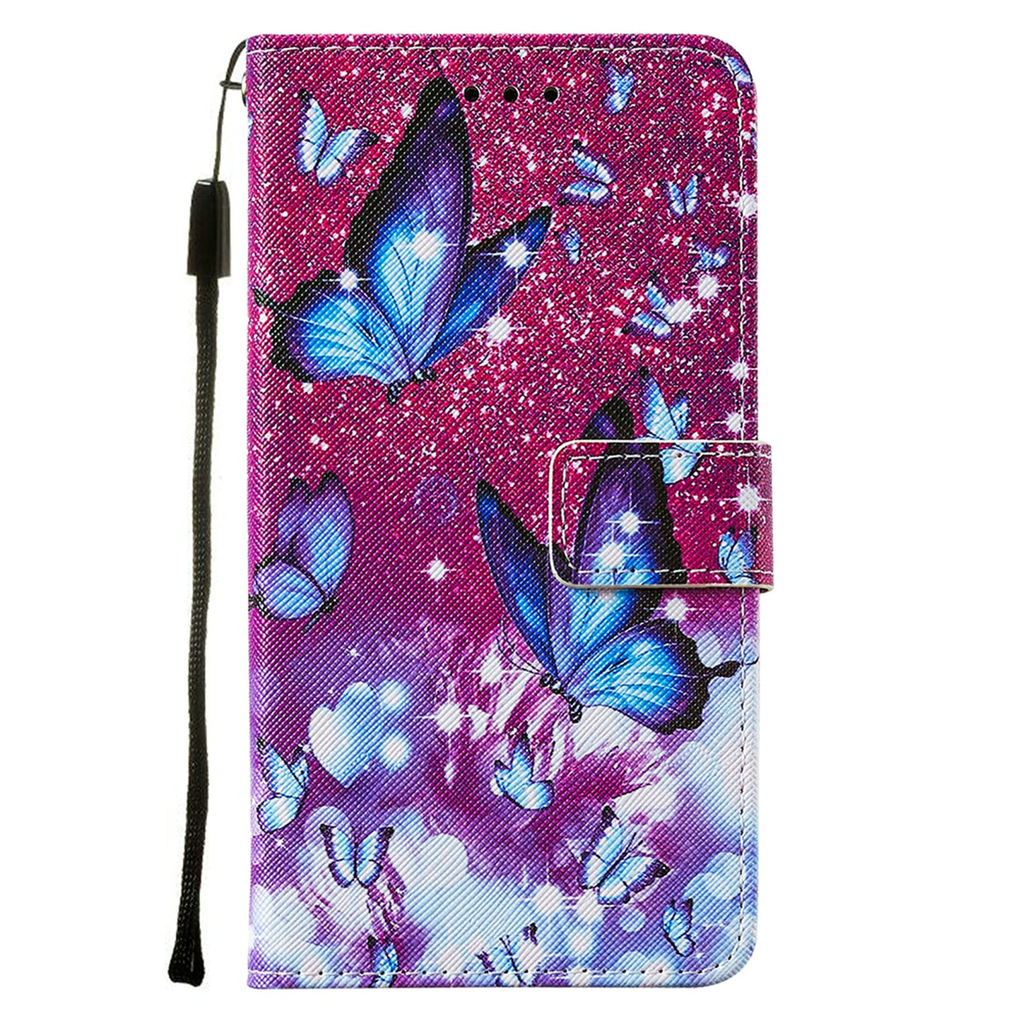 Cross Texture Pattern Printing Flip Leather Wallet Stand Cover for Samsung Galaxy S20 FE 4G/FE 5G/S20 Lite/S20 FE 2022 - Blue Butterfly