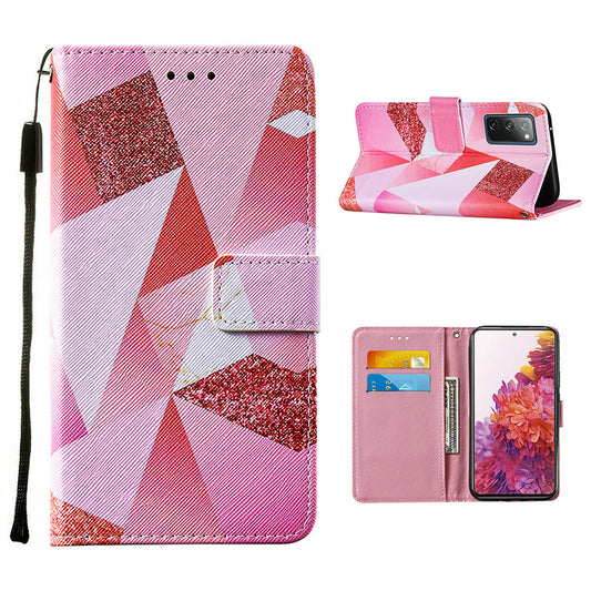 Cross Texture Pattern Printing Flip Leather Wallet Stand Cover for Samsung Galaxy S20 FE 4G/FE 5G/S20 Lite/S20 FE 2022 - Pink