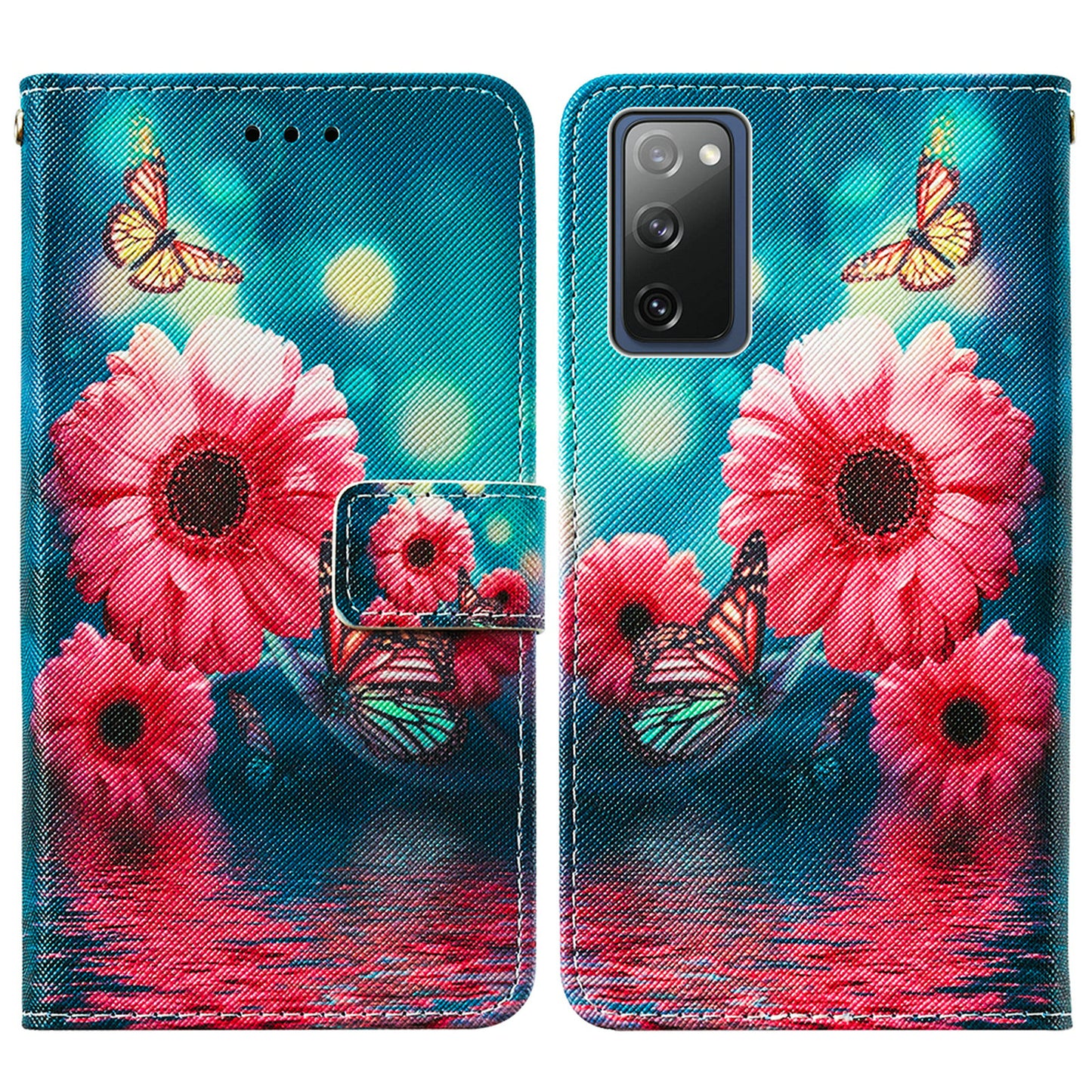 Cross Texture Pattern Printing Flip Leather Wallet Stand Cover for Samsung Galaxy S20 FE 4G/FE 5G/S20 Lite/S20 FE 2022 - Vivid Flower