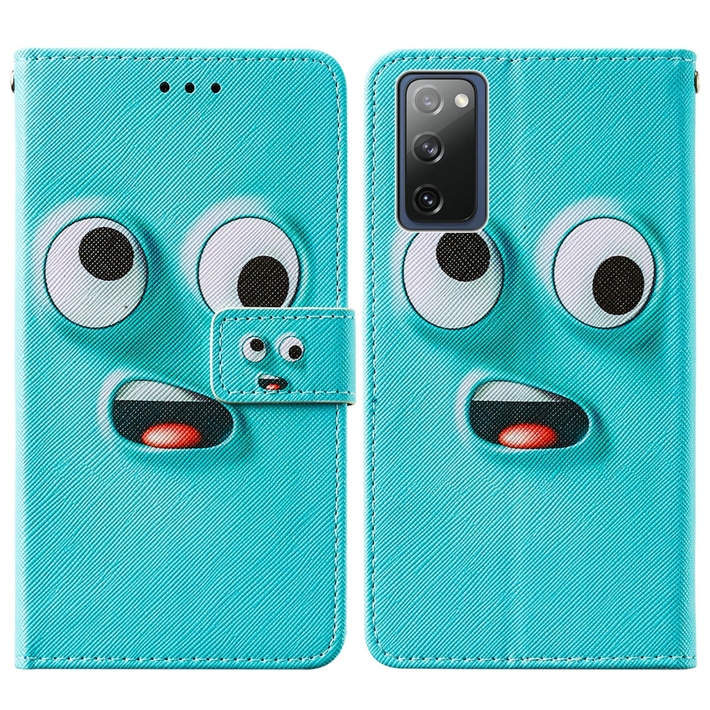 Cross Texture Pattern Printing Flip Leather Wallet Stand Cover for Samsung Galaxy S20 FE 4G/FE 5G/S20 Lite/S20 FE 2022 - Cyan