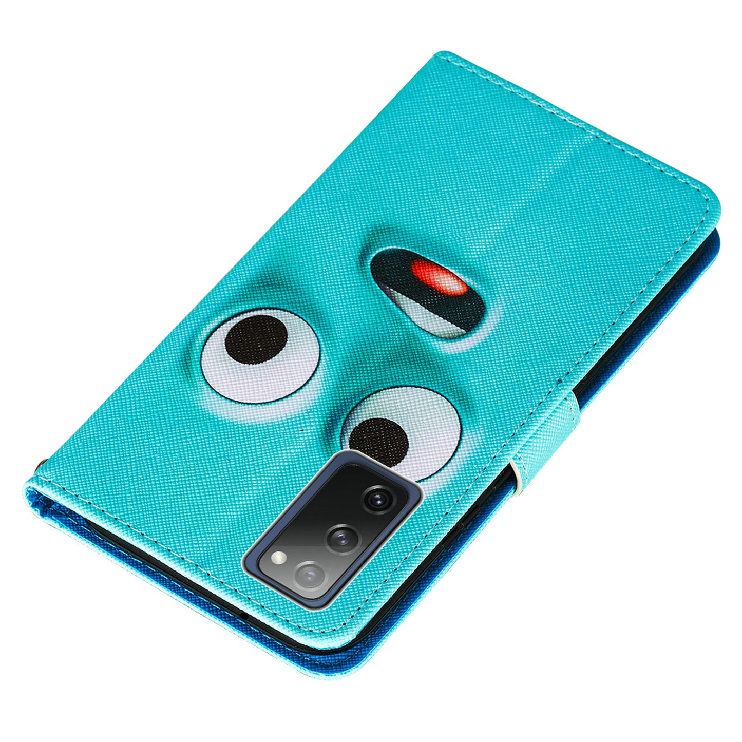 Cross Texture Pattern Printing Flip Leather Wallet Stand Cover for Samsung Galaxy S20 FE 4G/FE 5G/S20 Lite/S20 FE 2022 - Cyan