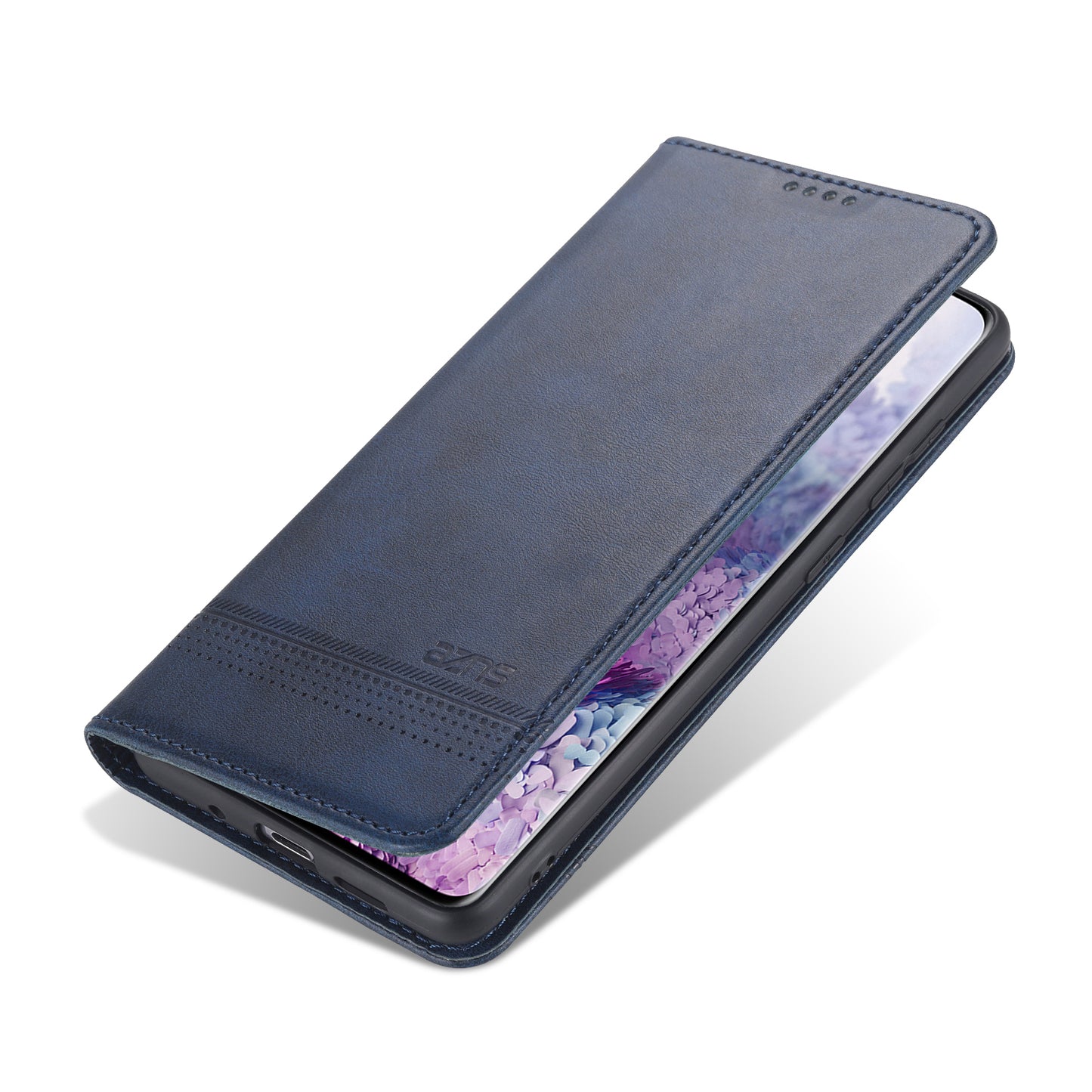 AZNS Auto-absorbed Leather Wallet Case for Samsung Galaxy S20 FE 4G/FE 5G/S20 Lite/S20 FE 2022 - Blue