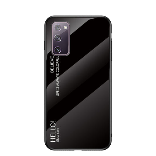 Gradient Color Tempered Glass + PC + TPU Combo Back Case for Samsung Galaxy S20 FE 5G/Fan Edition 5G/S20 FE/Fan Edition/S20 Lite/S20 FE 2022 - Black