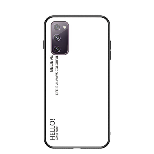 Gradient Color Tempered Glass + PC + TPU Combo Back Case for Samsung Galaxy S20 FE 5G/Fan Edition 5G/S20 FE/Fan Edition/S20 Lite/S20 FE 2022 - White
