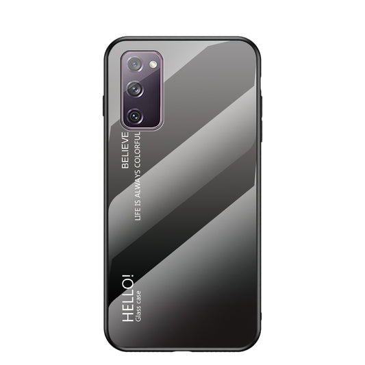 Gradient Color Tempered Glass + PC + TPU Combo Back Case for Samsung Galaxy S20 FE 5G/Fan Edition 5G/S20 FE/Fan Edition/S20 Lite/S20 FE 2022 - Grey