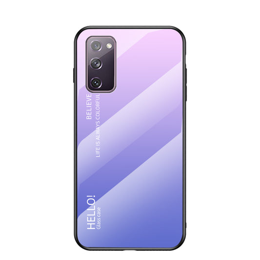 Gradient Color Tempered Glass + PC + TPU Combo Back Case for Samsung Galaxy S20 FE 5G/Fan Edition 5G/S20 FE/Fan Edition/S20 Lite/S20 FE 2022 - Pink/Blue