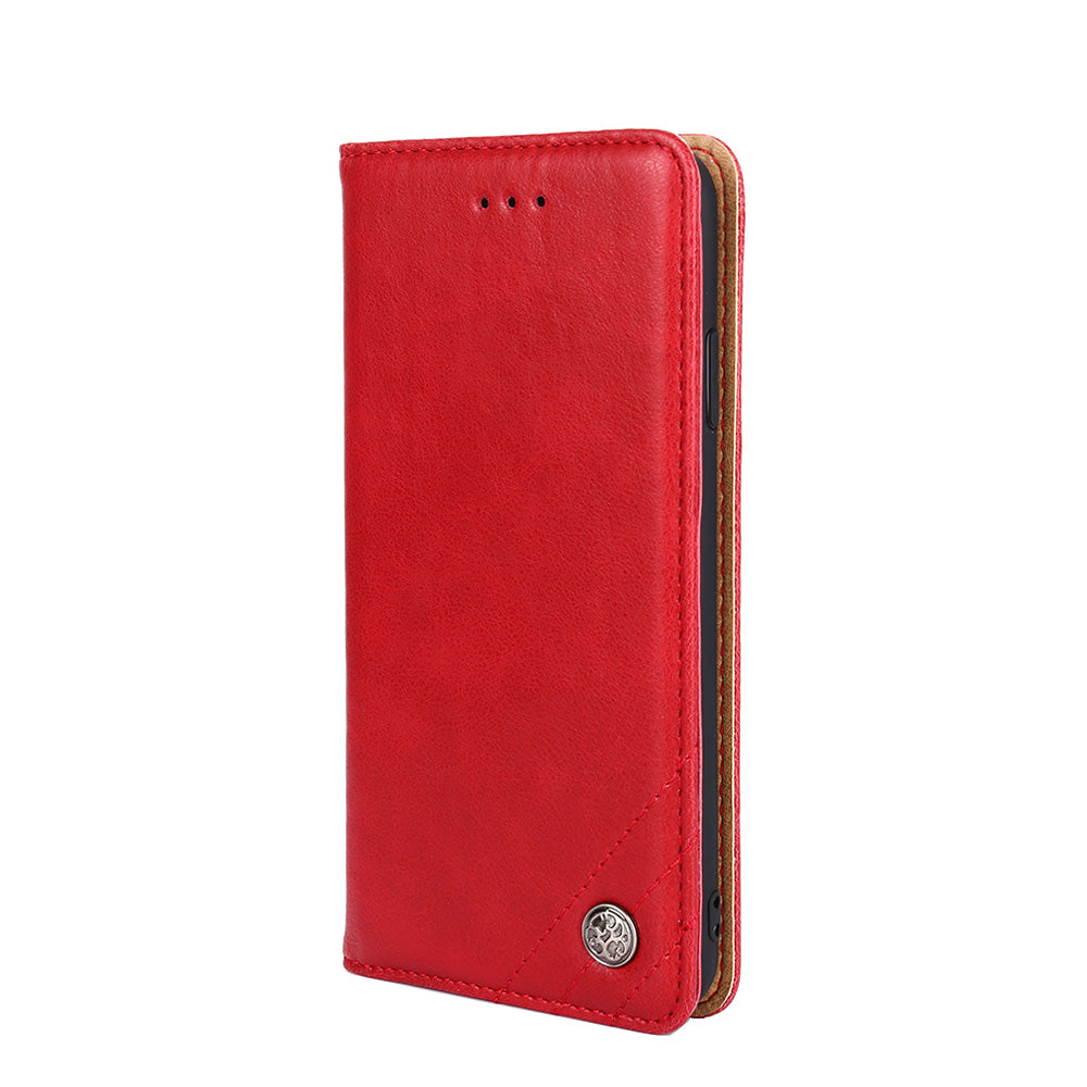 Leather Wallet Phone Case without Magnetic Buckle for Samsung Galaxy S20 Ultra - Red