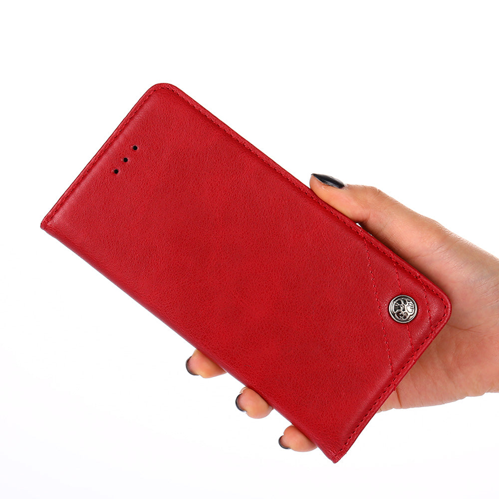 Leather Wallet Phone Case without Magnetic Buckle for Samsung Galaxy S20 Ultra - Red