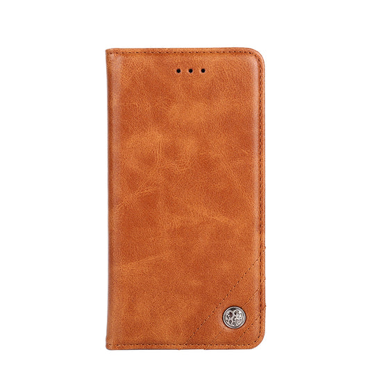 Leather Wallet Phone Case without Magnetic Buckle for Samsung Galaxy S20 Ultra - Light Brown