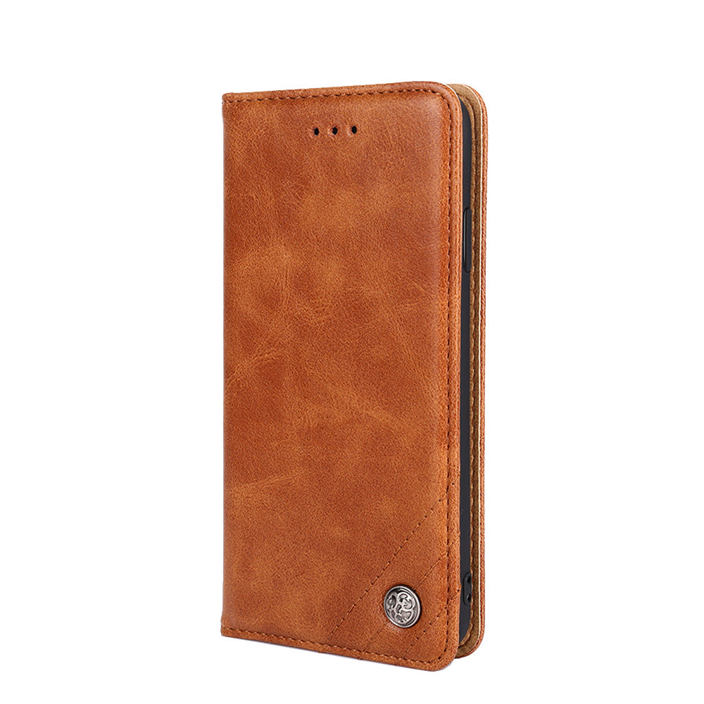 Leather Wallet Phone Case without Magnetic Buckle for Samsung Galaxy S20 Ultra - Light Brown