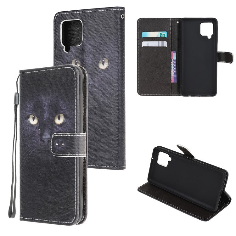 Newly Case Printing Cross Texture Stand Leather Cover for Samsung Galaxy A42 5G - Cat