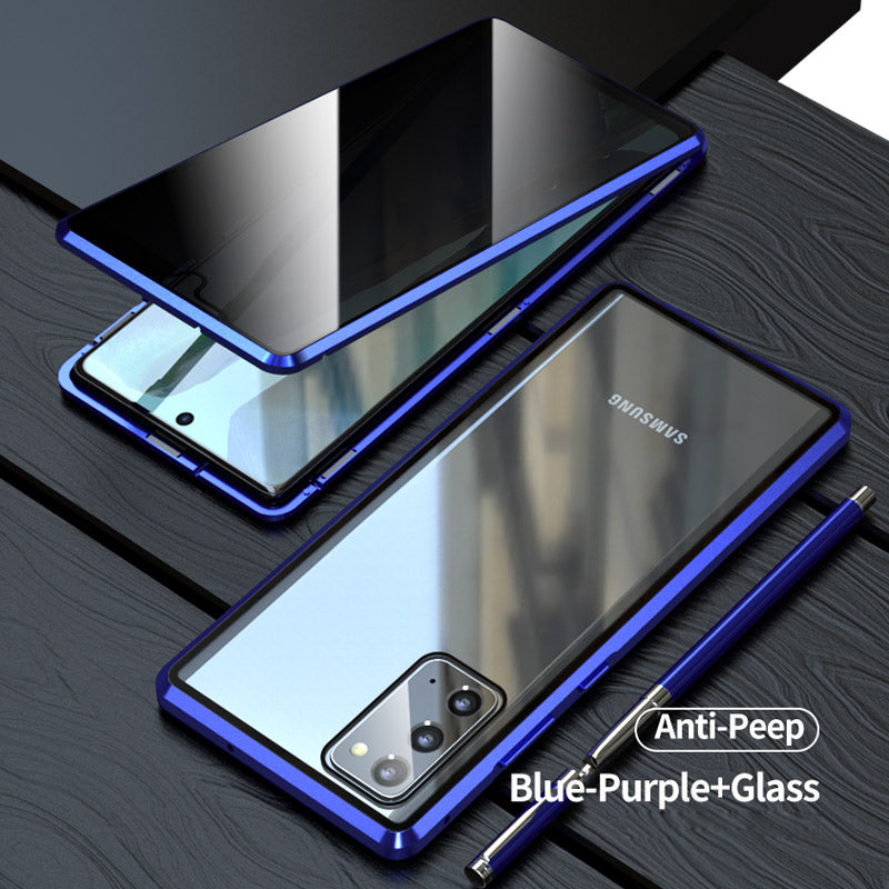 Anti-peep Magnetic Installation Metal Frame + Tempered Glass Hybrid Case for Samsung Galaxy S20 FE/Fan Edition/S20 FE 5G/Fan Edition 5G/S20 Lite/S20 FE 2022 - Blue