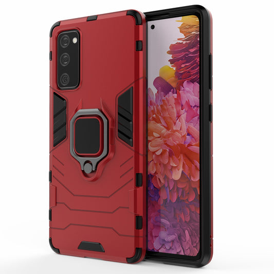 Ring-Shape Supporting Stand PC + TPU Phone Case for Samsung Galaxy S20 FE/S20 Fan Edition/S20 FE 5G/S20 Fan Edition 5G/S20 Lite/S20 FE 2022 - Red