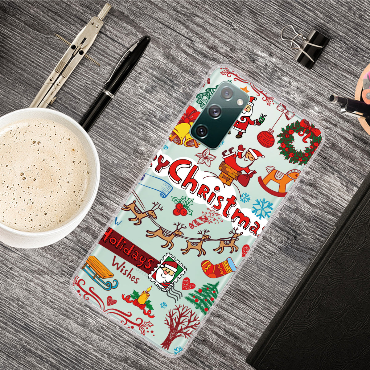Christmas Theme Painting TPU Cell Phone Case for Samsung Galaxy S20 FE/S20 Fan Edition/S20 FE 5G/S20 Fan Edition 5G/S20 Lite - Christmas Stickers