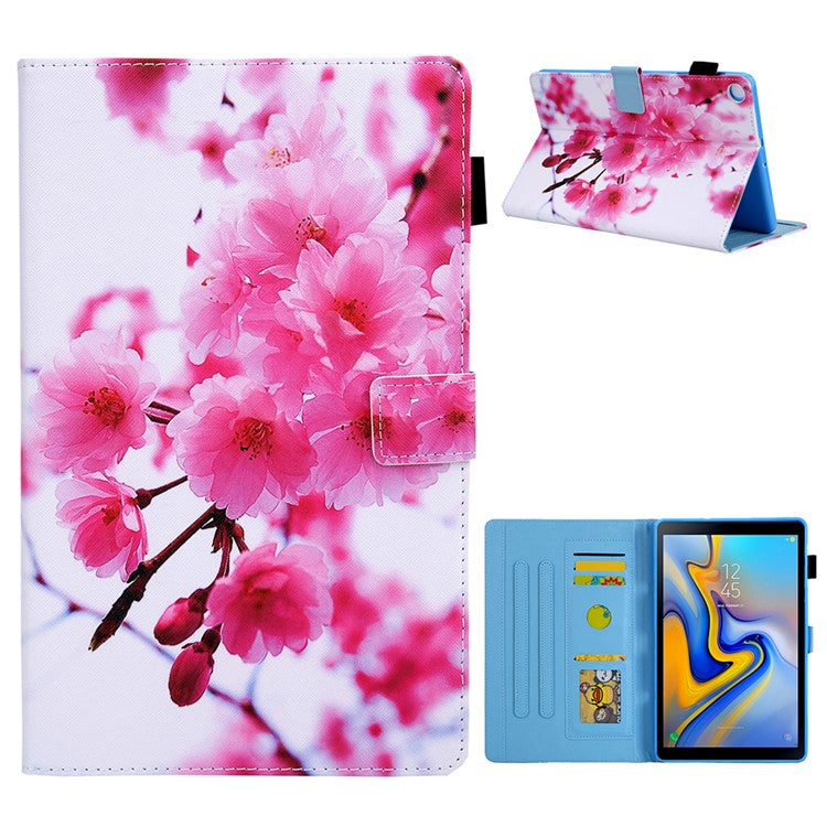 Patterned Stand Leather Protector Case for Samsung Galaxy Tab A 10.1 (2019) SM-T510/T515 - Plum Blossom