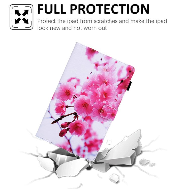 Patterned Stand Leather Protector Case for Samsung Galaxy Tab A 10.1 (2019) SM-T510/T515 - Plum Blossom