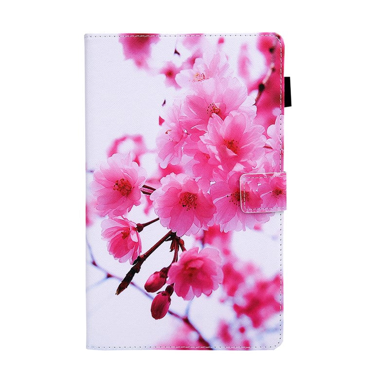 Patterned Stand Leather Protector Case for Samsung Galaxy Tab A 10.1 (2019) SM-T510/T515 - Plum Blossom