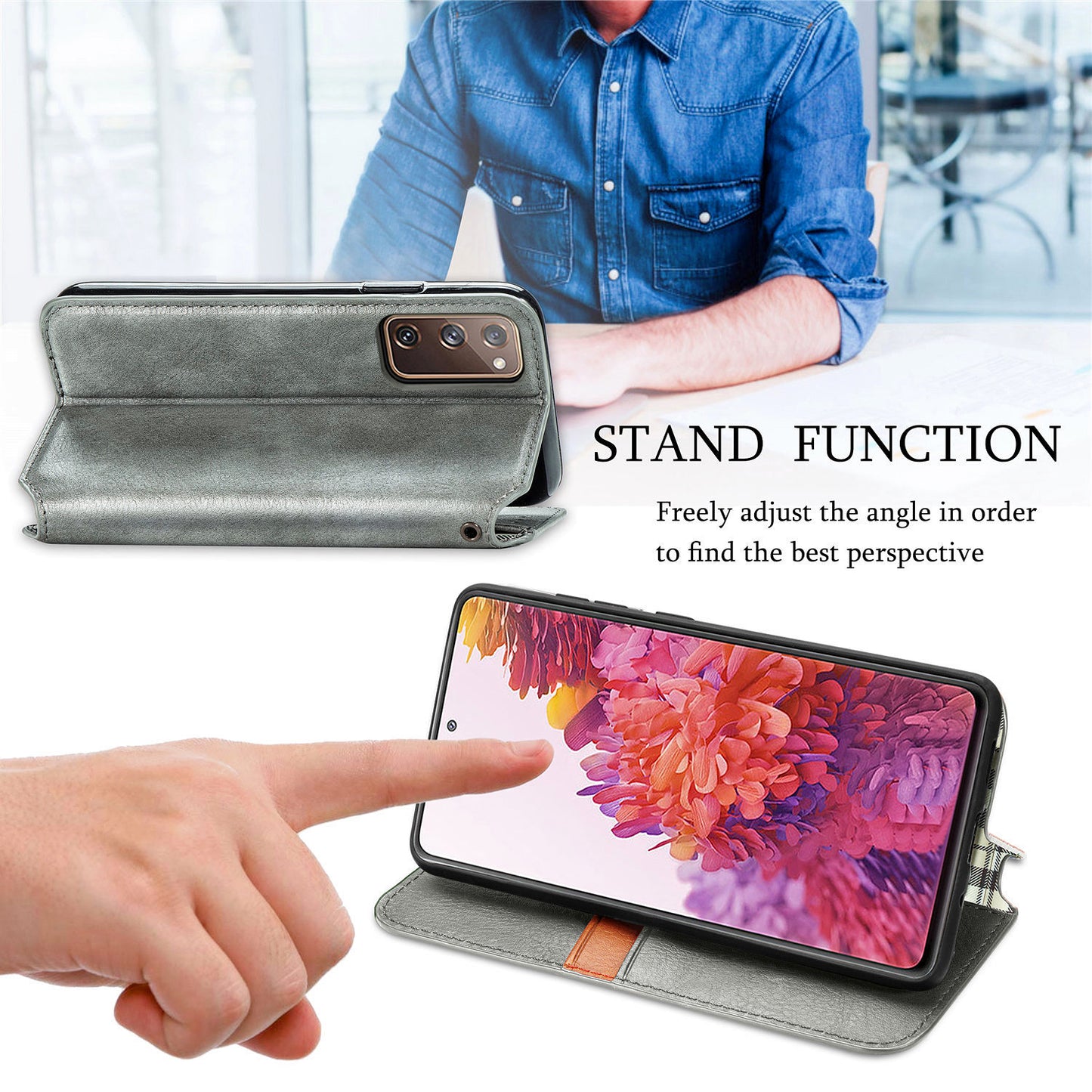 Auto-absorbed Diamond Texture PU Leather Cover for Samsung Galaxy S20 FE/S20 Fan Edition/S20 FE 5G/S20 Fan Edition 5G/S20 Lite/S20 FE 2022 - Grey