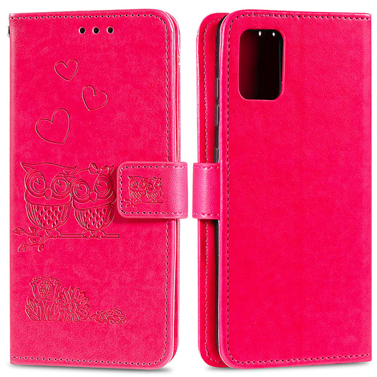 Imprint Owl Pattern Leather Phone Cover Case for Samsung Galaxy S20 FE/S20 Fan Edition/S20 FE 5G/S20 Fan Edition 5G/S20 Lite/S20 FE 2022 - Rose