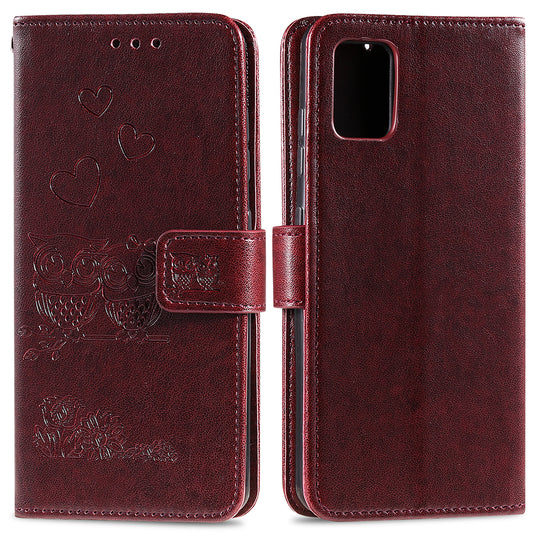 Imprint Owl Pattern Leather Phone Cover Case for Samsung Galaxy S20 FE/S20 Fan Edition/S20 FE 5G/S20 Fan Edition 5G/S20 Lite/S20 FE 2022 - Brown