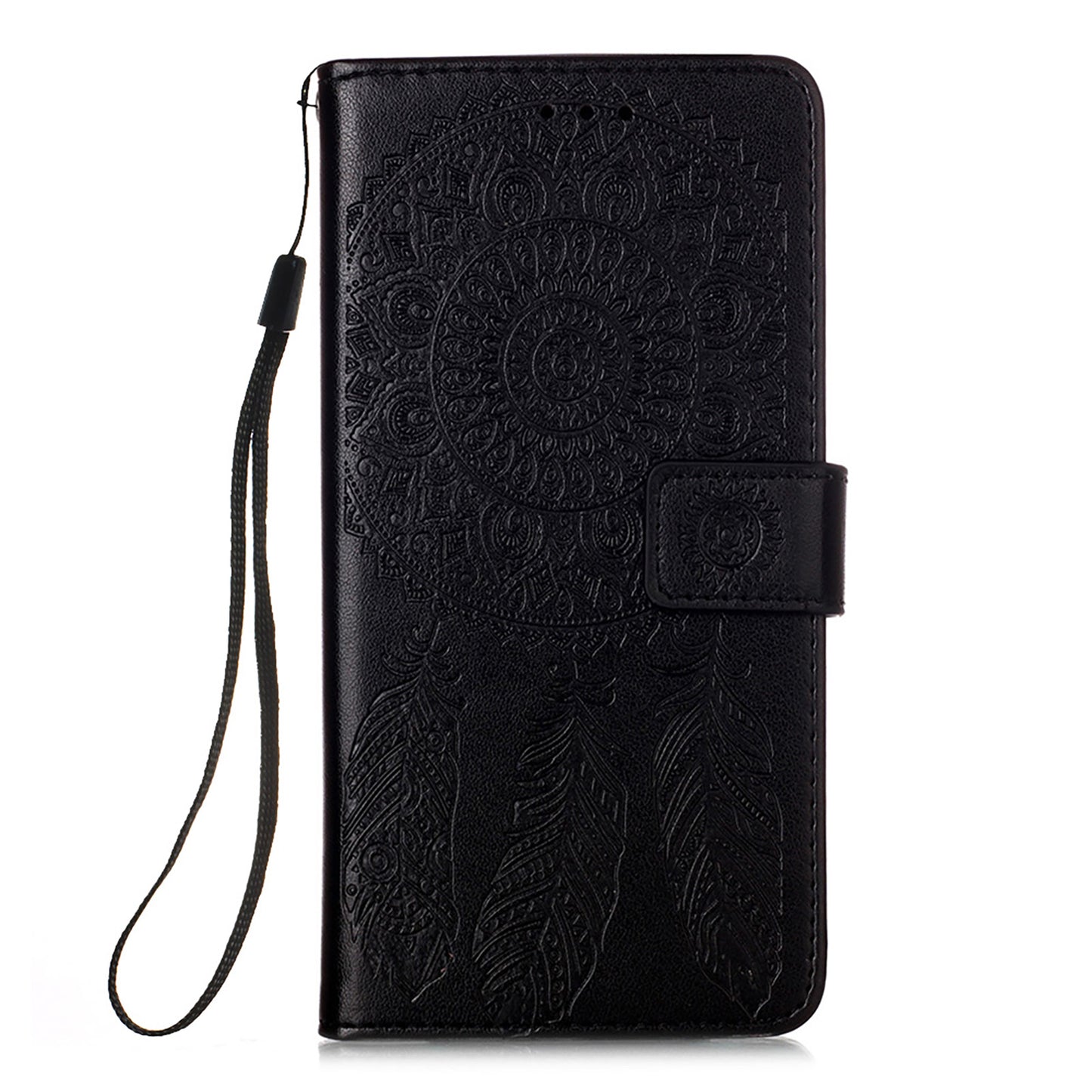 For Samsung Galaxy S20 FE/S20 Fan Edition/S20 FE 5G/S20 Fan Edition 5G/S20 Lite/S20 FE 2022 Dreamcatcher Imprinting Leather Wallet Cell Phone Cover Shell - Black
