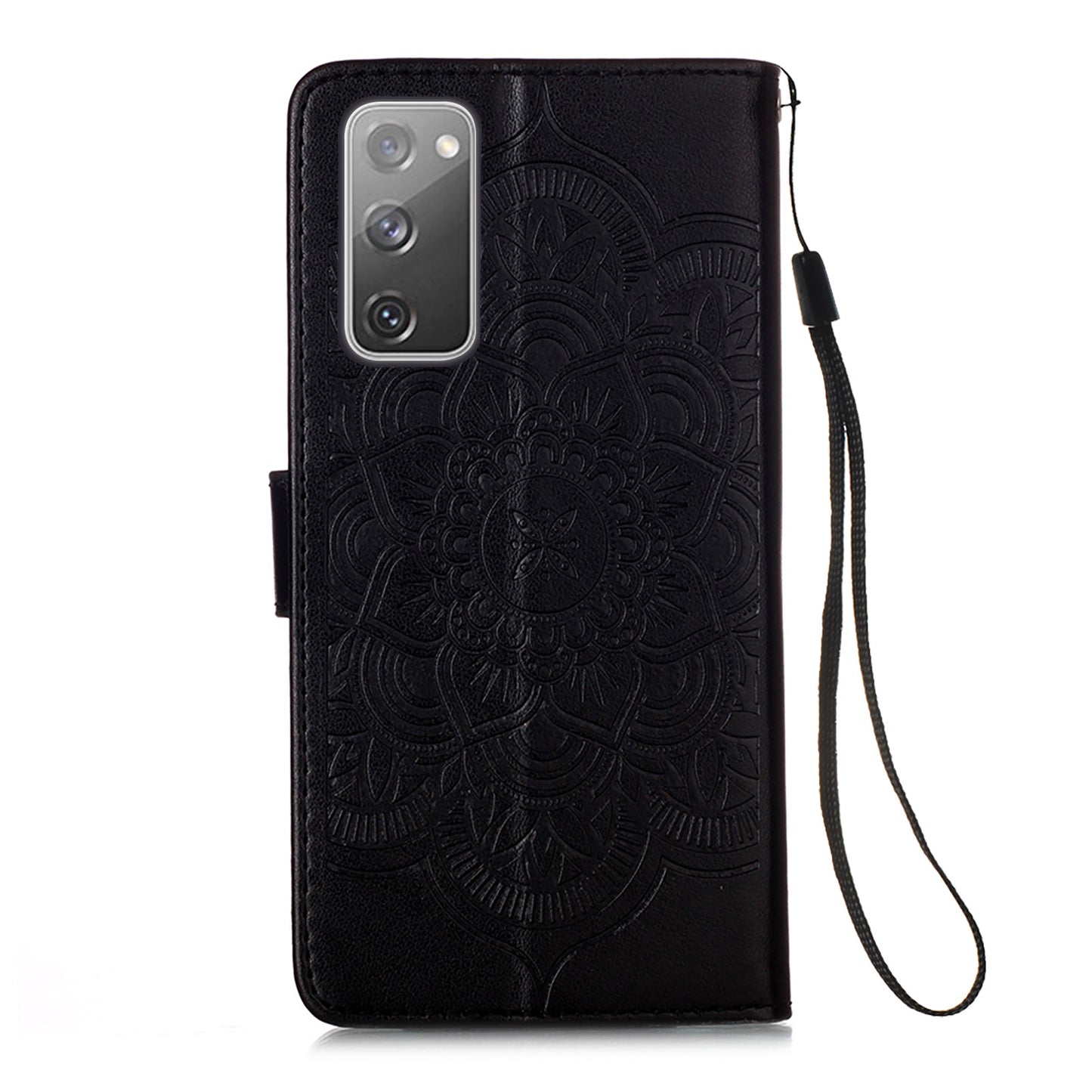 For Samsung Galaxy S20 FE/S20 Fan Edition/S20 FE 5G/S20 Fan Edition 5G/S20 Lite/S20 FE 2022 Dreamcatcher Imprinting Leather Wallet Cell Phone Cover Shell - Black