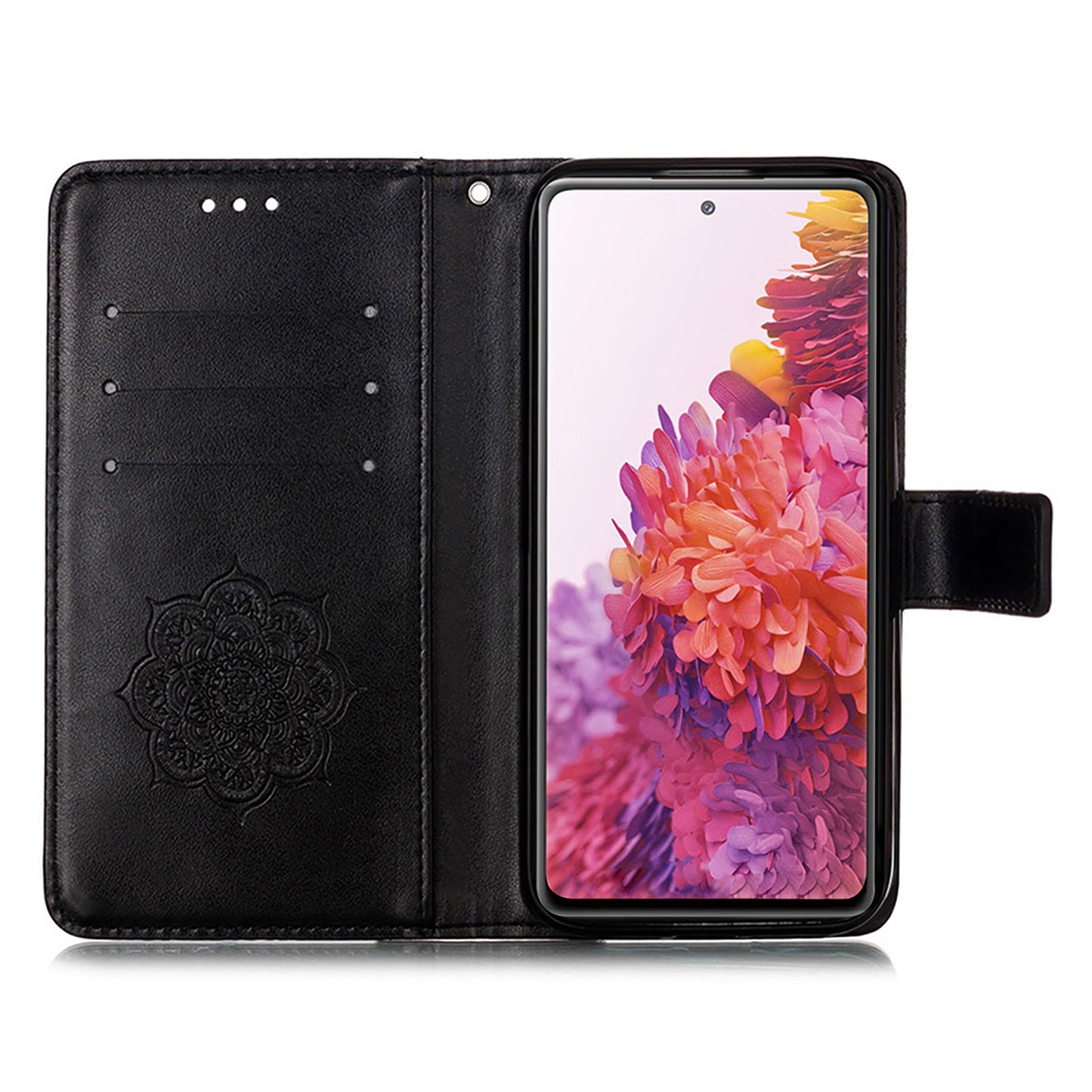 For Samsung Galaxy S20 FE/S20 Fan Edition/S20 FE 5G/S20 Fan Edition 5G/S20 Lite/S20 FE 2022 Dreamcatcher Imprinting Leather Wallet Cell Phone Cover Shell - Black