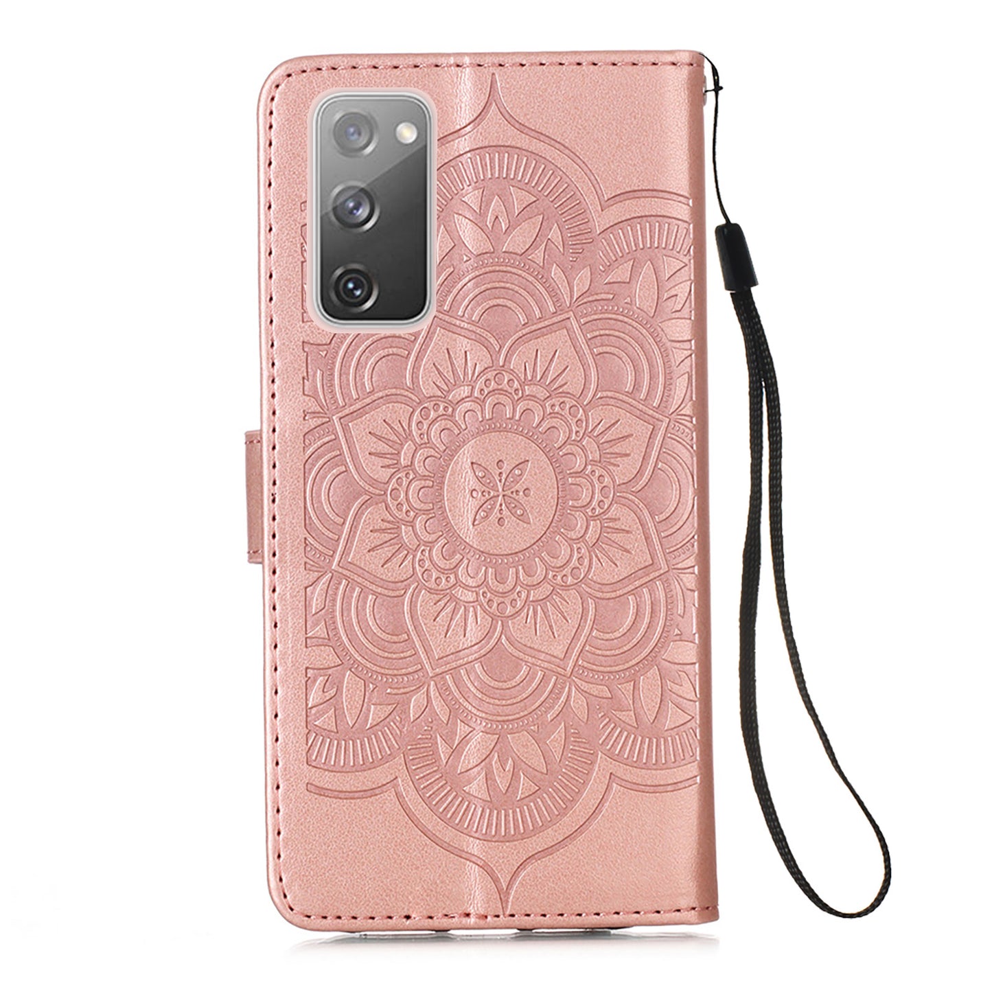For Samsung Galaxy S20 FE/S20 Fan Edition/S20 FE 5G/S20 Fan Edition 5G/S20 Lite/S20 FE 2022 Dreamcatcher Imprinting Leather Wallet Cell Phone Cover Shell - Rose Gold