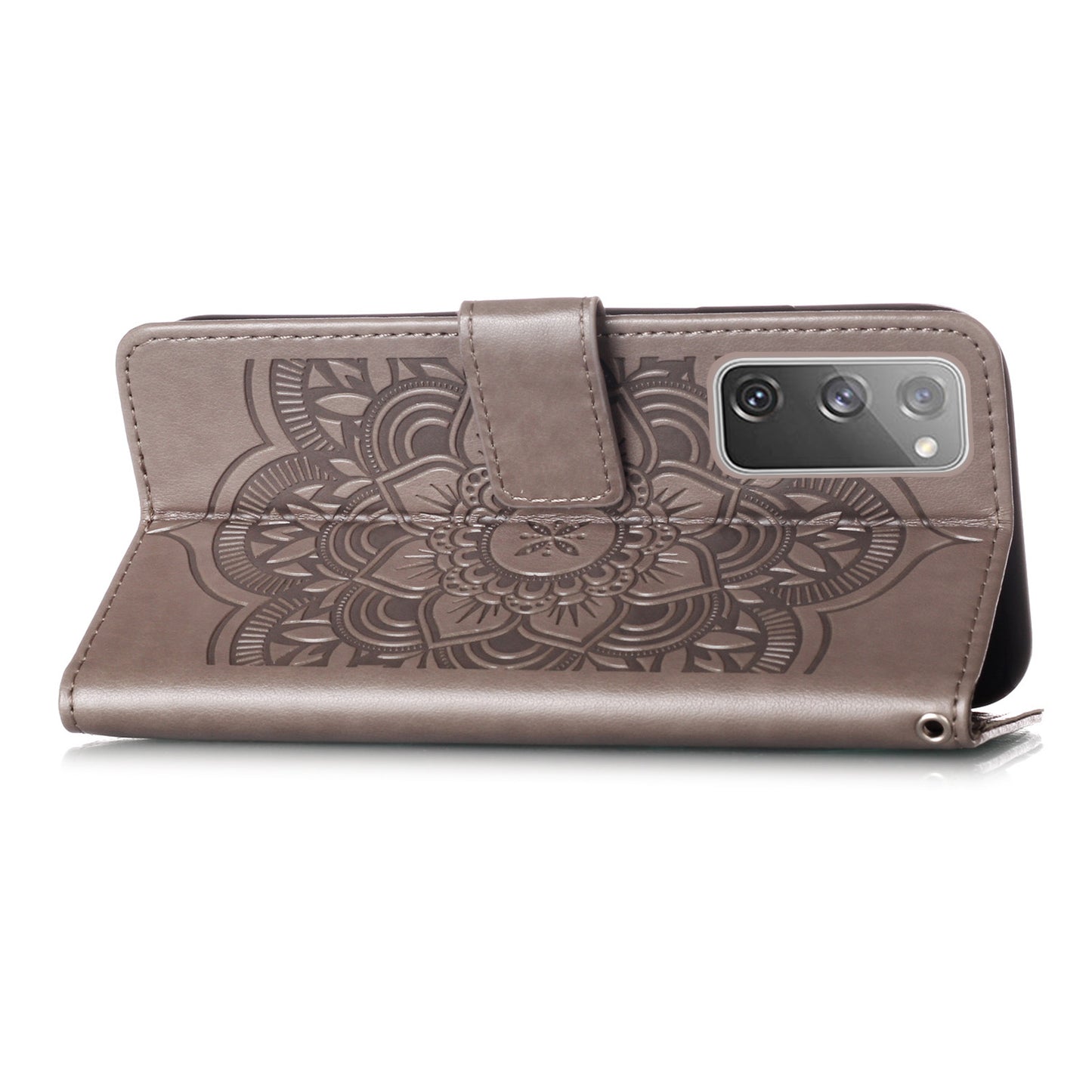 For Samsung Galaxy S20 FE/S20 Fan Edition/S20 FE 5G/S20 Fan Edition 5G/S20 Lite/S20 FE 2022 Dreamcatcher Imprinting Leather Wallet Cell Phone Cover Shell - Coffee