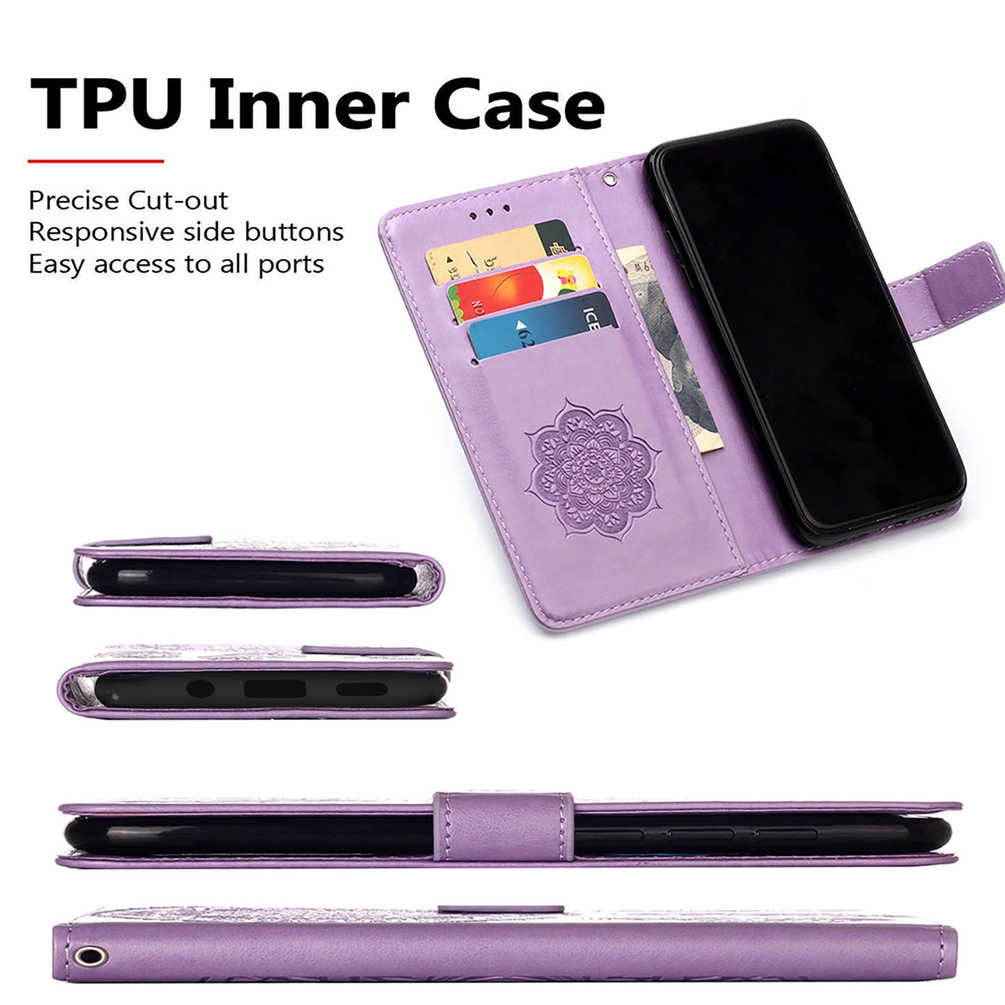 For Samsung Galaxy S20 FE/S20 Fan Edition/S20 FE 5G/S20 Fan Edition 5G/S20 Lite/S20 FE 2022 Dreamcatcher Imprinting Leather Wallet Cell Phone Cover Shell - Light Purple