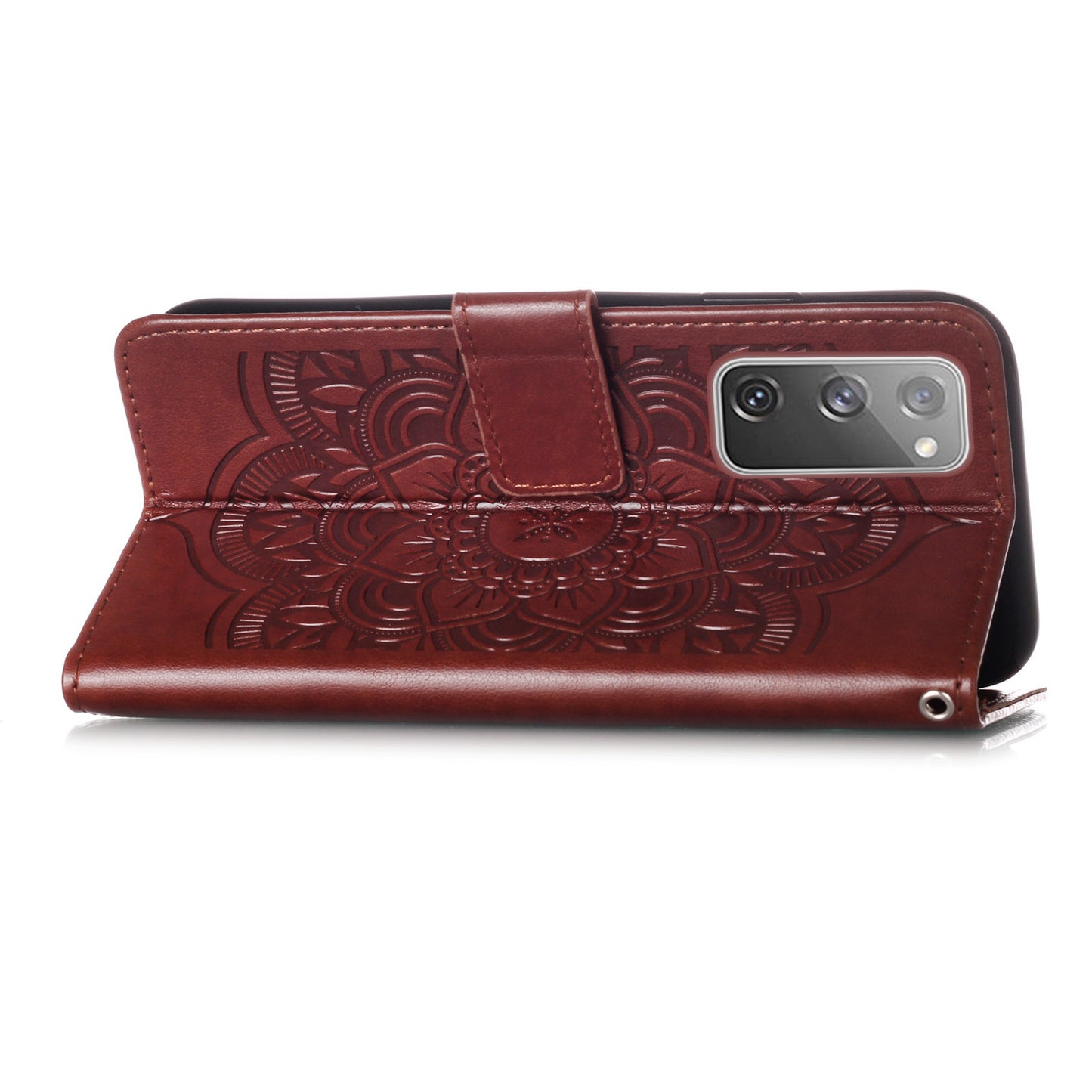 For Samsung Galaxy S20 FE/S20 Fan Edition/S20 FE 5G/S20 Fan Edition 5G/S20 Lite/S20 FE 2022 Dreamcatcher Imprinting Leather Wallet Cell Phone Cover Shell - Brown