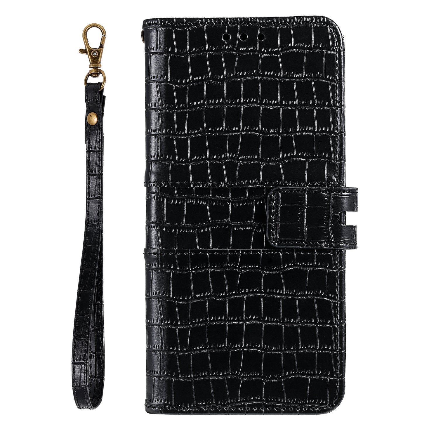 For Samsung Galaxy S20 FE/S20 Fan Edition/S20 FE 5G/S20 Fan Edition 5G/S20 Lite/S20 FE 2022 Crocodile Skin PU Leather Wallet Phone Case - Black