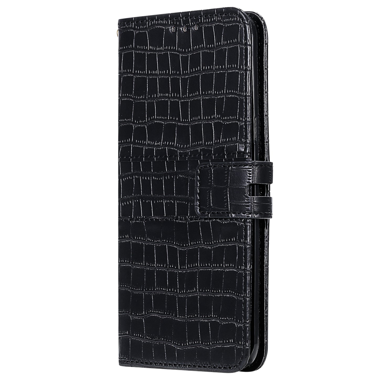 For Samsung Galaxy S20 FE/S20 Fan Edition/S20 FE 5G/S20 Fan Edition 5G/S20 Lite/S20 FE 2022 Crocodile Skin PU Leather Wallet Phone Case - Black