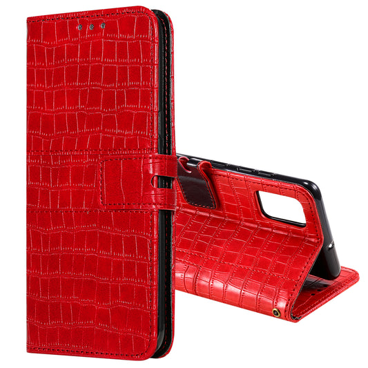 For Samsung Galaxy S20 FE/S20 Fan Edition/S20 FE 5G/S20 Fan Edition 5G/S20 Lite/S20 FE 2022 Crocodile Skin PU Leather Wallet Phone Case - Red