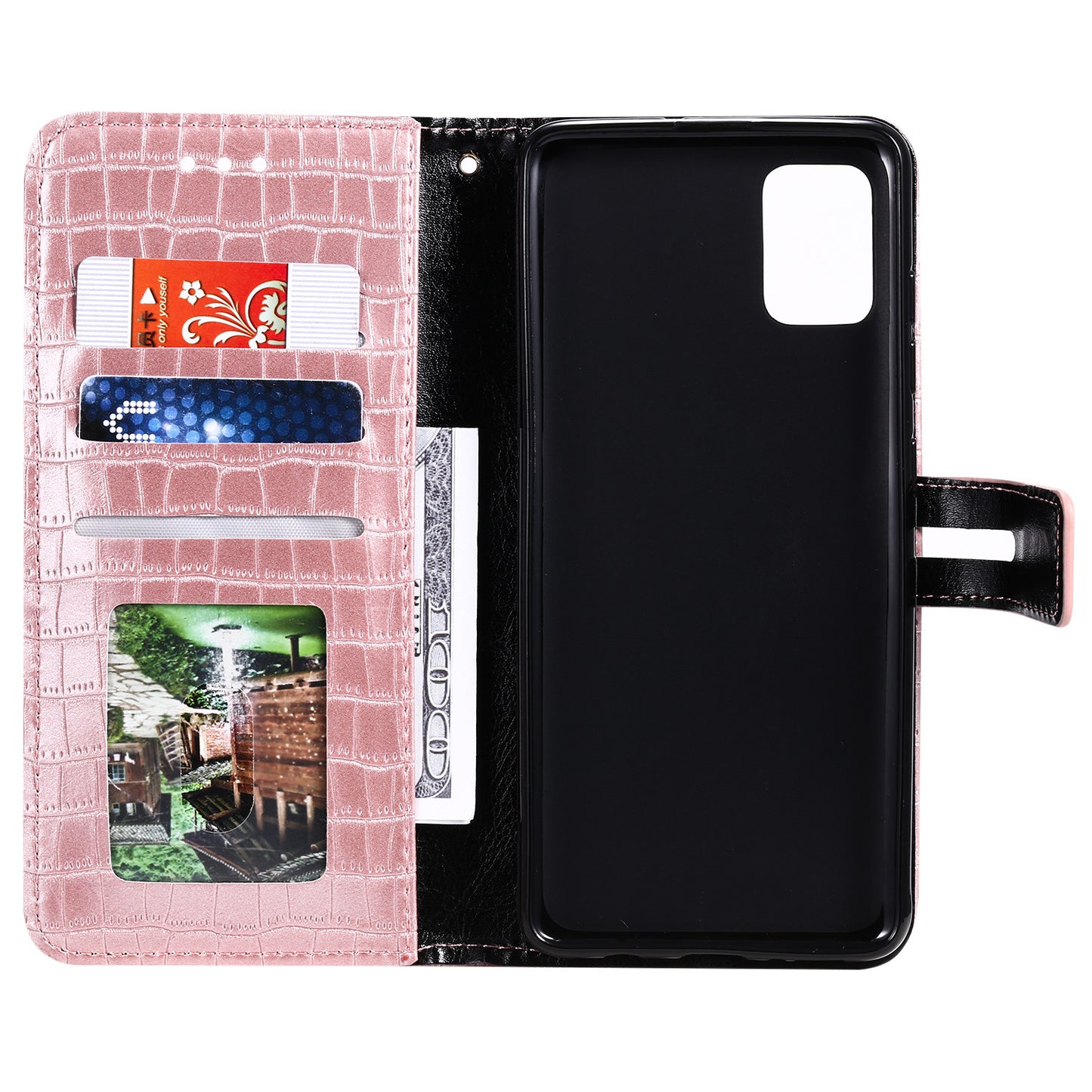 For Samsung Galaxy S20 FE/S20 Fan Edition/S20 FE 5G/S20 Fan Edition 5G/S20 Lite/S20 FE 2022 Crocodile Skin PU Leather Wallet Phone Case - Rose Gold