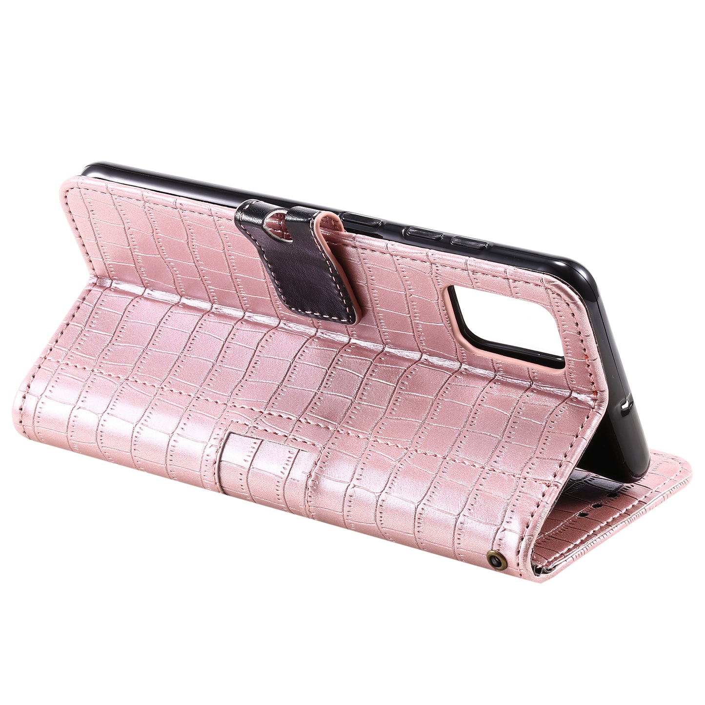 For Samsung Galaxy S20 FE/S20 Fan Edition/S20 FE 5G/S20 Fan Edition 5G/S20 Lite/S20 FE 2022 Crocodile Skin PU Leather Wallet Phone Case - Rose Gold
