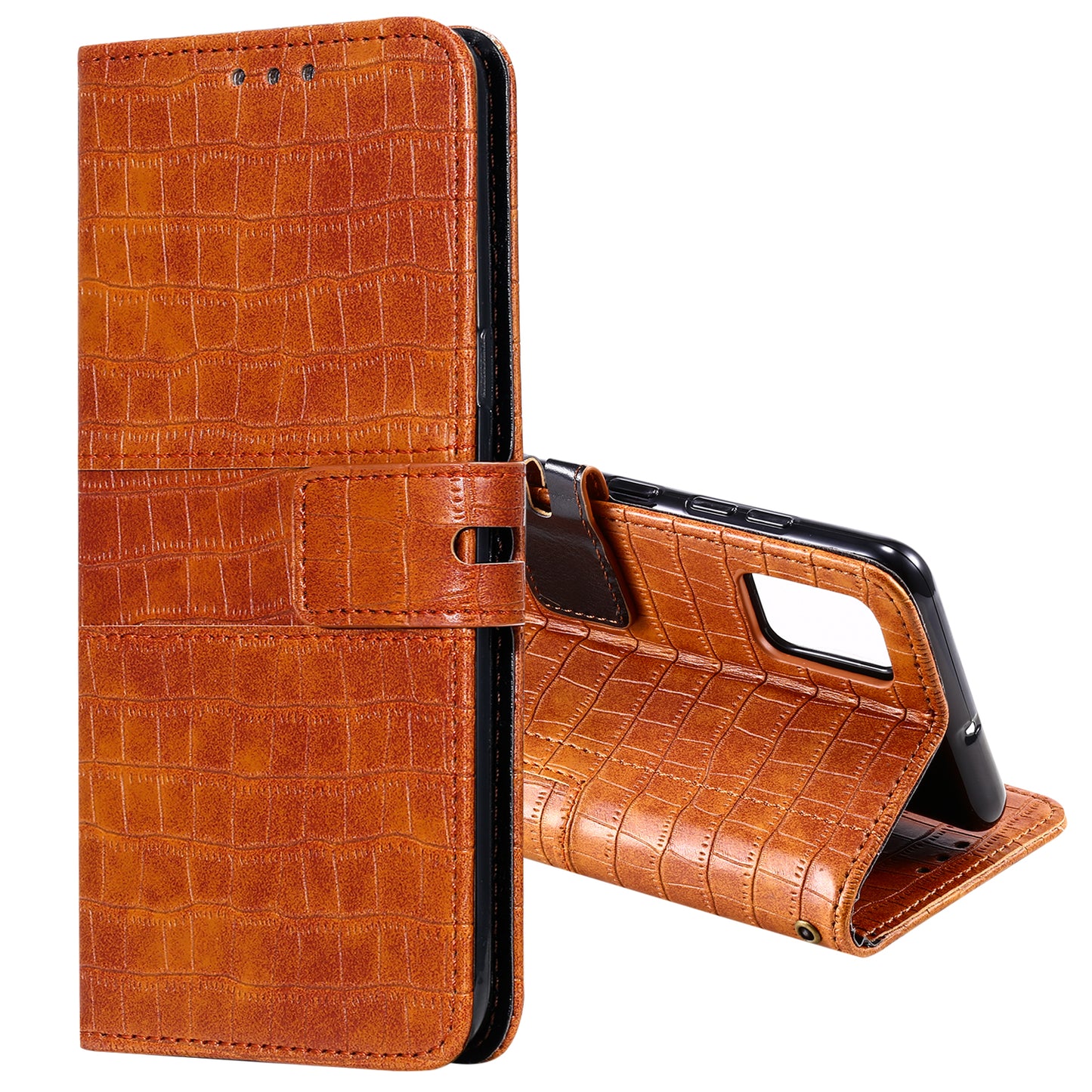For Samsung Galaxy S20 FE/S20 Fan Edition/S20 FE 5G/S20 Fan Edition 5G/S20 Lite/S20 FE 2022 Crocodile Skin PU Leather Wallet Phone Case - Brown