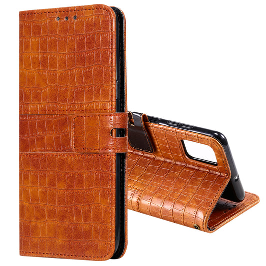 For Samsung Galaxy S20 FE/S20 Fan Edition/S20 FE 5G/S20 Fan Edition 5G/S20 Lite/S20 FE 2022 Crocodile Skin PU Leather Wallet Phone Case - Brown