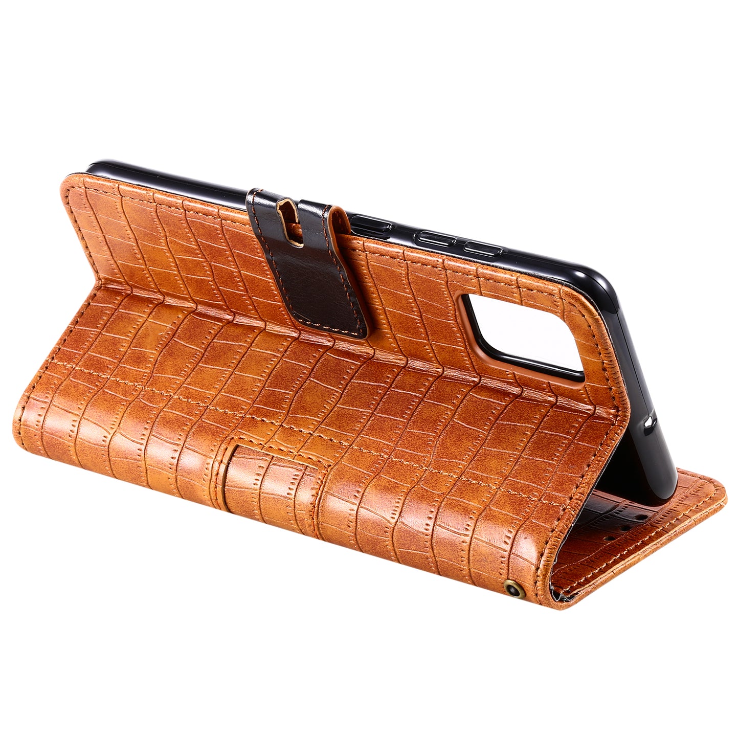 For Samsung Galaxy S20 FE/S20 Fan Edition/S20 FE 5G/S20 Fan Edition 5G/S20 Lite/S20 FE 2022 Crocodile Skin PU Leather Wallet Phone Case - Brown