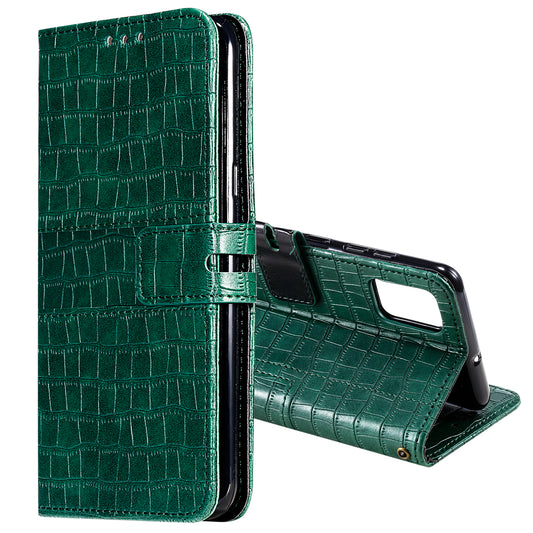 For Samsung Galaxy S20 FE/S20 Fan Edition/S20 FE 5G/S20 Fan Edition 5G/S20 Lite/S20 FE 2022 Crocodile Skin PU Leather Wallet Phone Case - Green