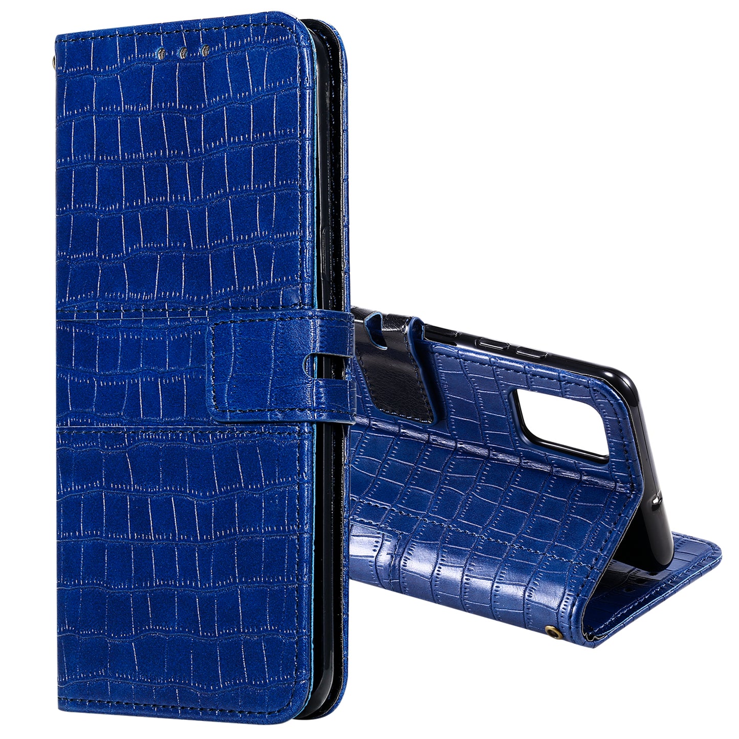 For Samsung Galaxy S20 FE/S20 Fan Edition/S20 FE 5G/S20 Fan Edition 5G/S20 Lite/S20 FE 2022 Crocodile Skin PU Leather Wallet Phone Case - Blue